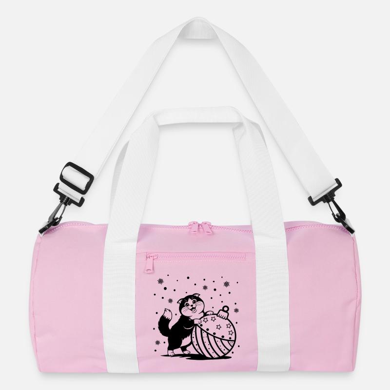 Süße flauschige Katze mit einer großen Weihnachtskugel Recycelte Duffel Bag