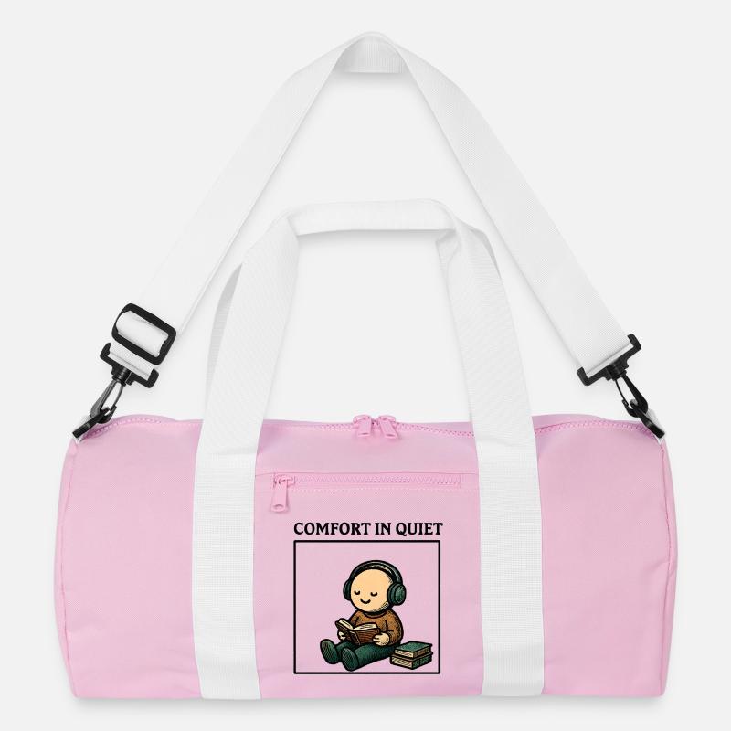Silence while reading with headphones Recycled Duffel Bag
