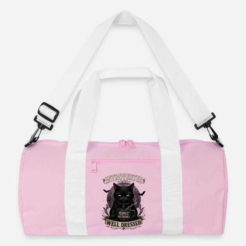 Introverted But Well Dressed Cat - Recycelte Duffel Bag - Rosa/Weiß