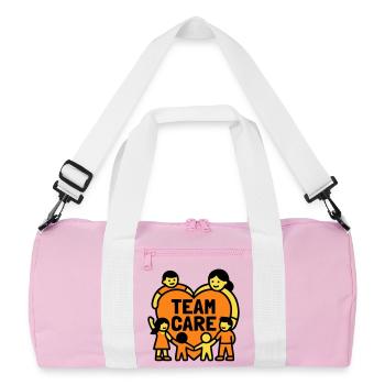 Team Care Herz Kita Wappen - Recycelte Duffel Bag - Rosa/Weiß - Vorne