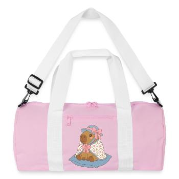 Nœud Moonstar Capybara Vintage – Cadeau douillet pour tout-petit - Sac de sport recyclé - rose/blanc - Devant