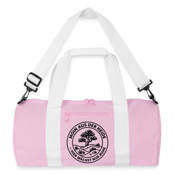 Moin aus der Heide  - Recycelte Duffel Bag - Rosa/Weiß - Vorne
