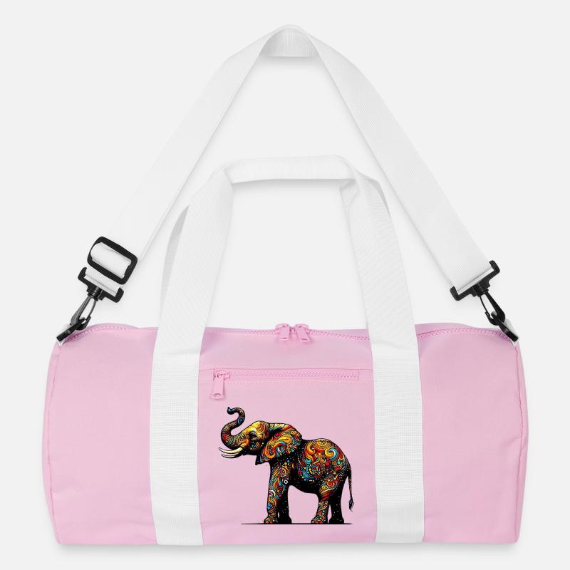 Elefant - Recycelte Duffel Bag - Rosa/Weiß