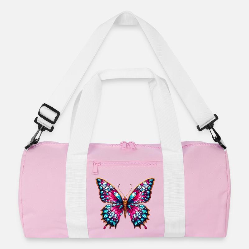 Schmetterling - Recycelte Duffel Bag - Rosa/Weiß