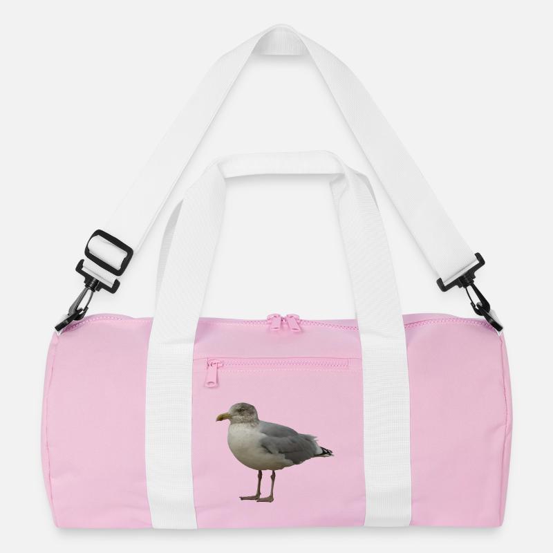 Seemöwe am Strand Illustration - Recycelte Duffel Bag - Rosa/Weiß