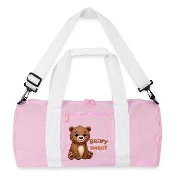 Ours brun mignon - Sac de sport recyclé - rose/blanc - Devant