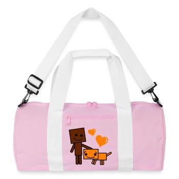 Chien et Buddy de dessins animés Ami du Cœur - Sac de sport recyclé - rose/blanc - Devant