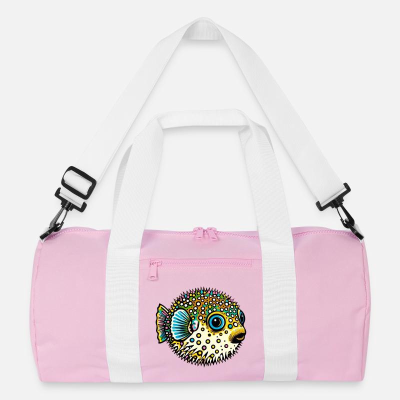 Kugelfisch - Recycelte Duffel Bag - Rosa/Weiß