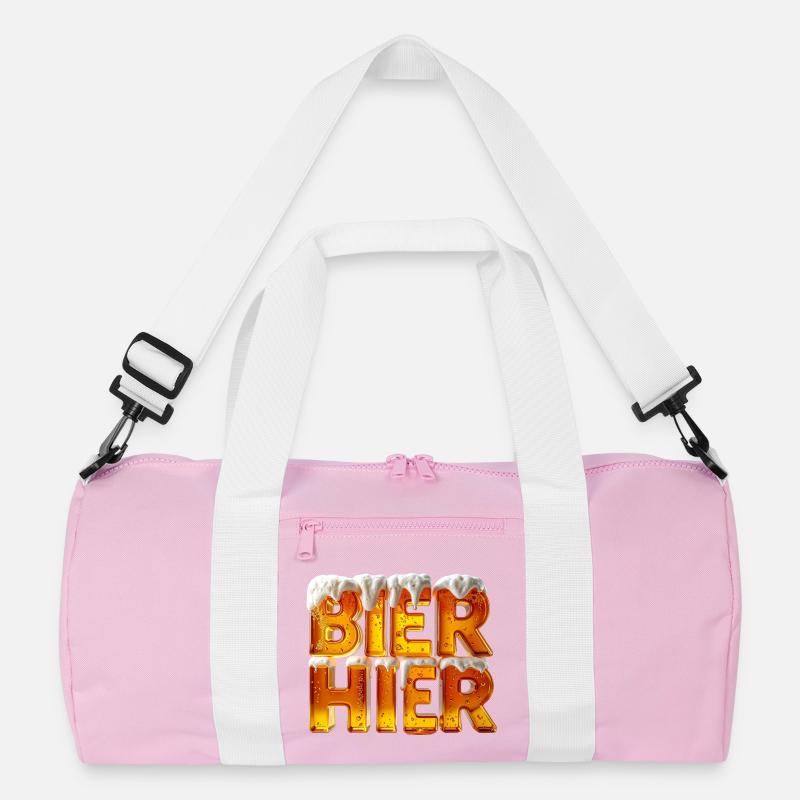 Bier? Hier! – 3D Bierglas-Buchstaben mit Schaum Recycelte Duffel Bag