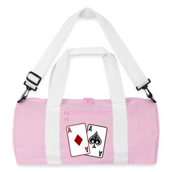 Poker Cards – Texas Hold'em Casino Design - Recycled Duffel Bag - pink/white - Front