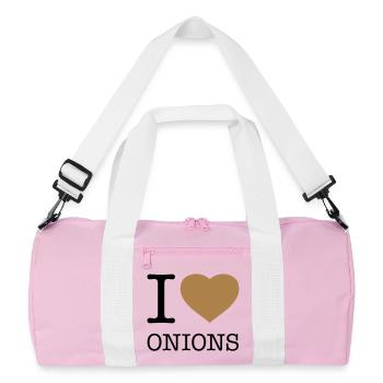 I LOVE ONIONS Zwiebeln - Recycelte Duffel Bag - Rosa/Weiß - Vorne