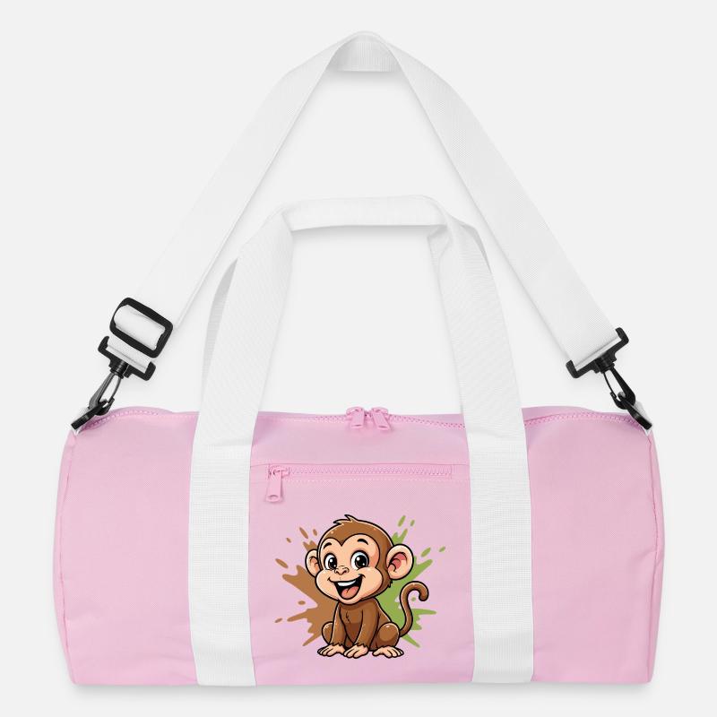 Fröhlicher Affe Cartoon Farbspritzer Recycelte Duffel Bag