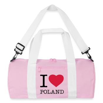I LOVE POLAND Polen Polska - Recycelte Duffel Bag - Rosa/Weiß - Vorne
