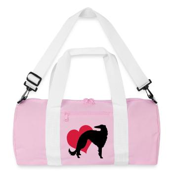 Borzoi my love - Recycled Duffel Bag - pink/white - Front