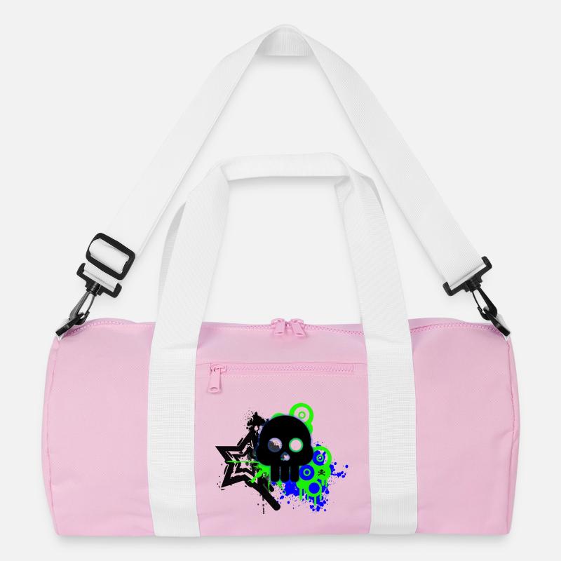 Neon Schädel Spritzer - Recycelte Duffel Bag - Rosa/Weiß