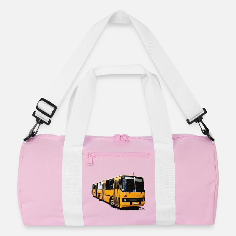 Gelber Ikarus Bus Z80 - Recycelte Duffel Bag - Rosa/Weiß