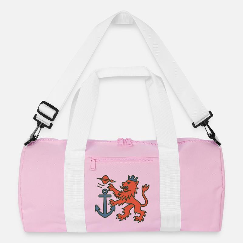Düsseldorfer Löwe mit Dartpfeil - Recycelte Duffel Bag - Rosa/Weiß