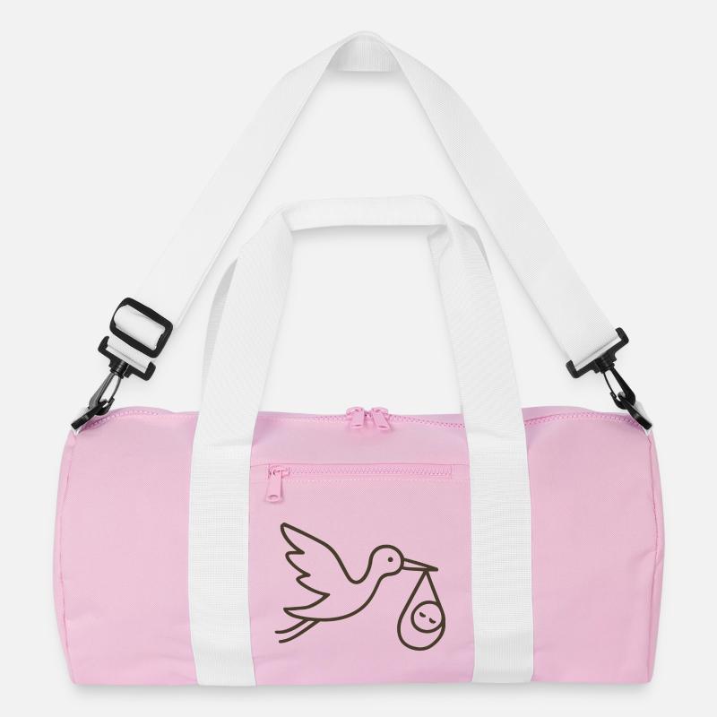 Stork with Baby Child - Minimal Baby Arrival Recycled Duffel Bag