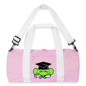 frog graduation high school diploma passed college cute - Recycled Duffel Bag - pink/white - Front