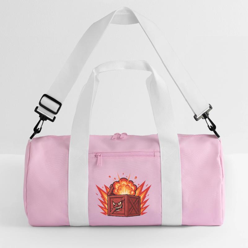 Exploding wooden box with a grim face Recycled Duffel Bag