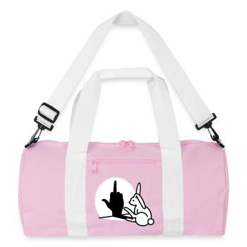 Kaninchen Schatten Hand FUCK OFF Mittelfinger Hase - Recycelte Duffel Bag - Rosa/Weiß - Vorne
