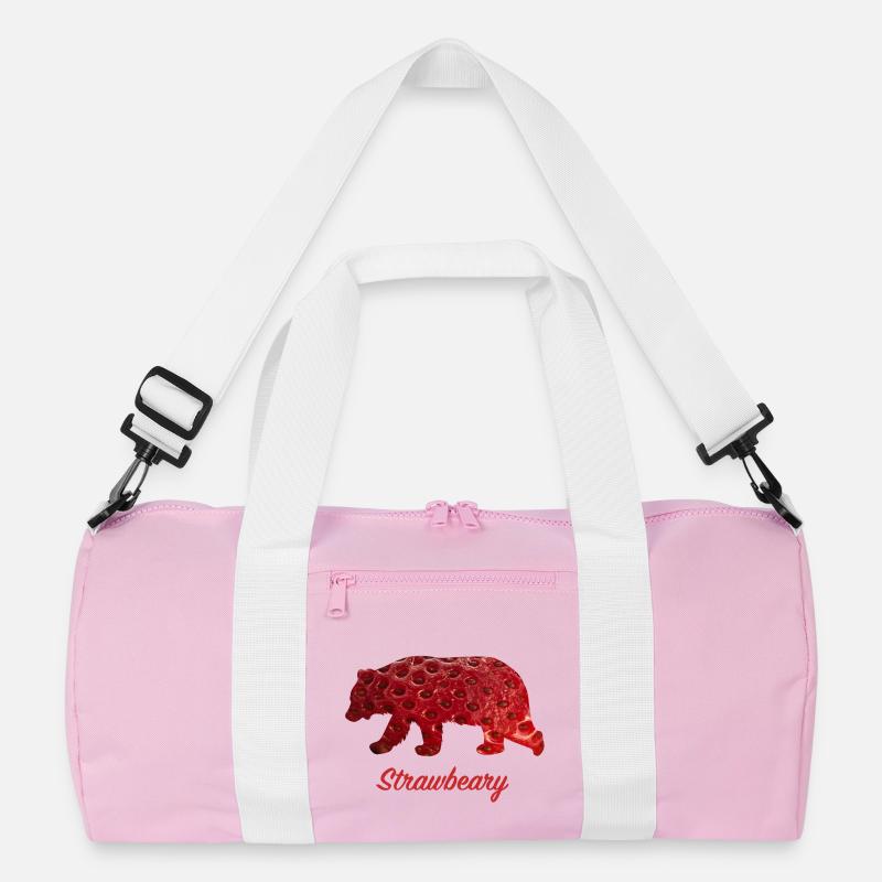 Strawbeary - Recycelte Duffel Bag - Rosa/Weiß