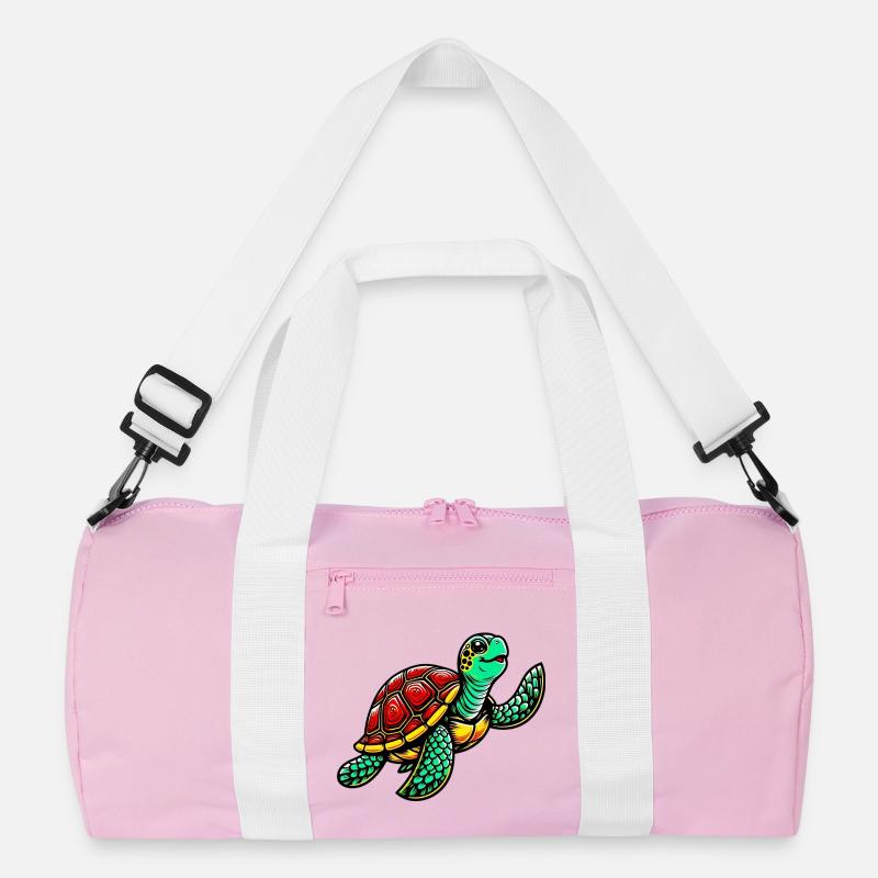 Schildkröte - Recycelte Duffel Bag - Rosa/Weiß