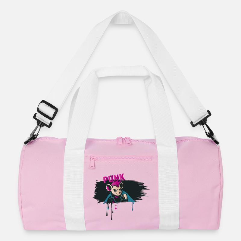 Punk Mouse with Mohawk and Leather Jacket Recycled Duffel Bag
