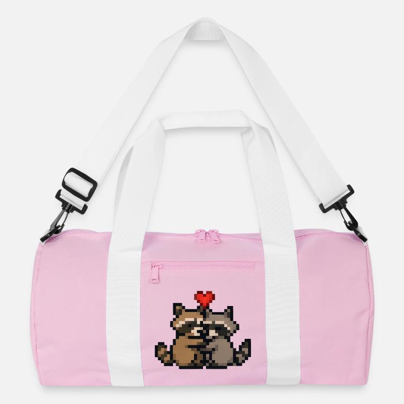 Pixelherz Waschbären Retro Pixelkunst Recycelte Duffel Bag
