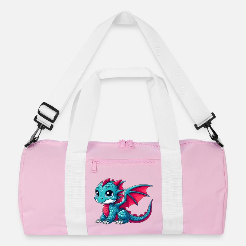 Drache - Recycelte Duffel Bag - Rosa/Weiß