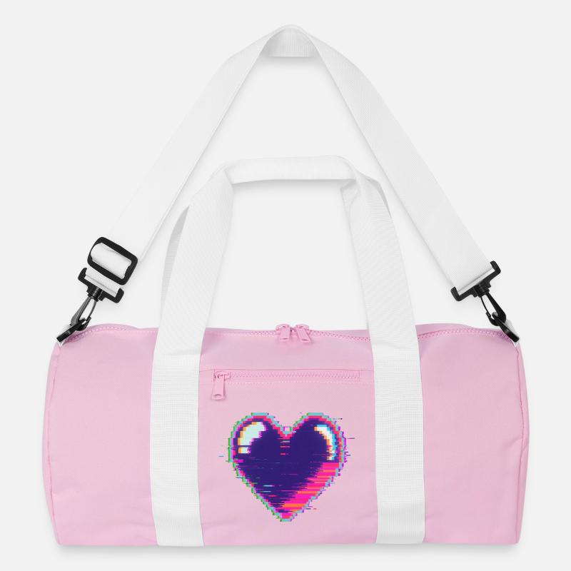 Glitchherz Neon Pixel Liebe Nerd Recycelte Duffel Bag