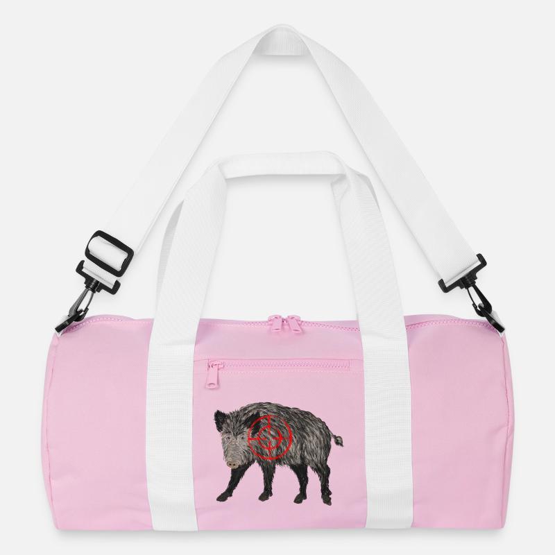 wildschwein jäger - Recycelte Duffel Bag - Rosa/Weiß