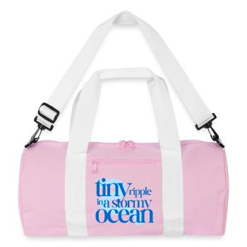 Tiny ripple in a stormy ocean (blue background) - Recycled Duffel Bag - pink/white - Front