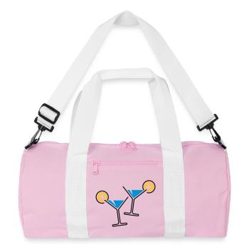 2 Cocktailgläser / Cocktail / Martini + (Hellblau) - Recycelte Duffel Bag - Rosa/Weiß - Vorne