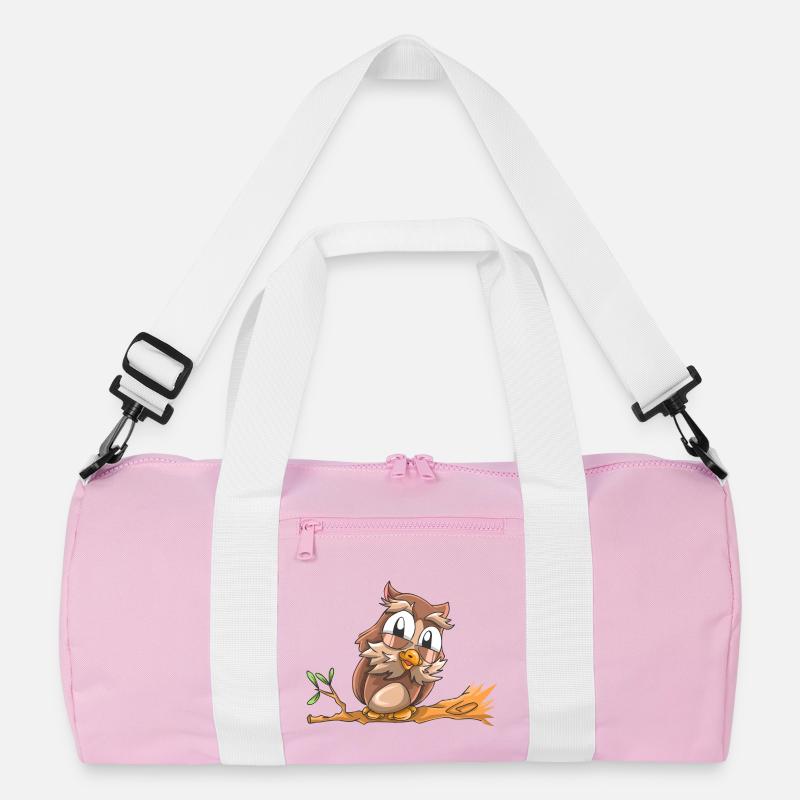 Lachende Eule - Recycelte Duffel Bag - Rosa/Weiß