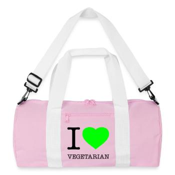I LOVE VEGETARIAN Vegetarisch Vegetarier - Recycelte Duffel Bag - Rosa/Weiß - Vorne