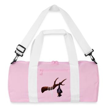 Flughund mit Ast, Rosenkränze, verschenken - Recycelte Duffel Bag - Rosa/Weiß - Vorne