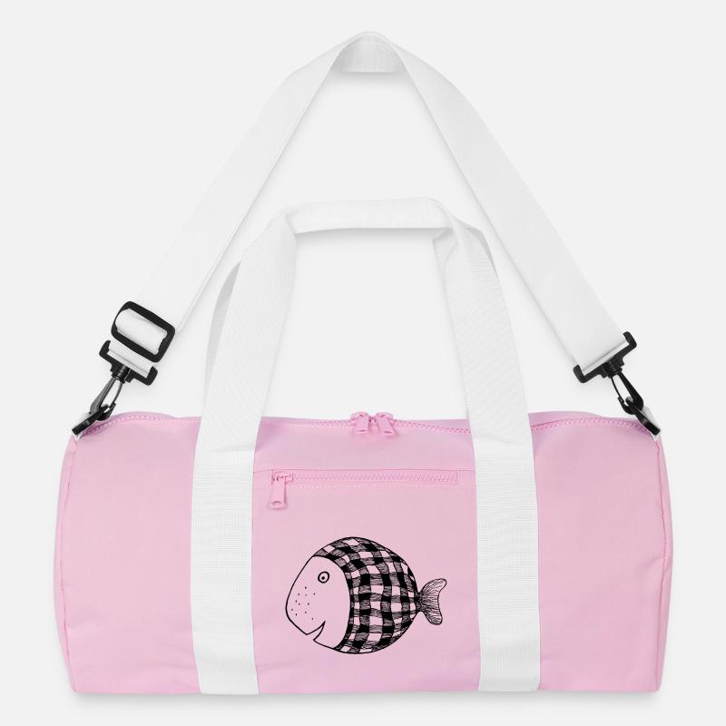 Dicker Fisch kariert - Recycelte Duffel Bag - Rosa/Weiß