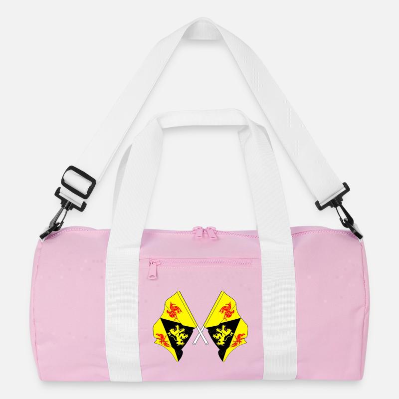 Two flags Walloon Brabant Belgium Recycled Duffel Bag