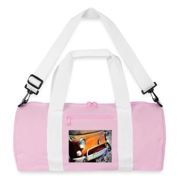 Rostiges Oldtimer Front Design - Recycelte Duffel Bag - Rosa/Weiß - Vorne