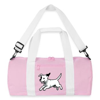 Verspielter Hund-Cartoon - Recycelte Duffel Bag - Rosa/Weiß - Vorne