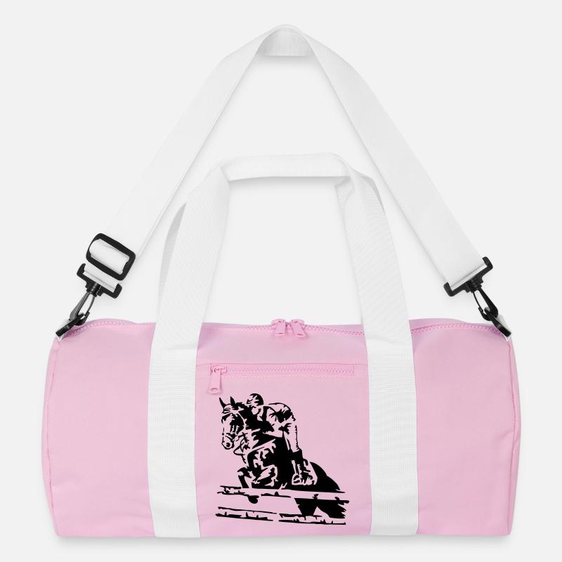 reiten springreiten - Recycelte Duffel Bag - Rosa/Weiß