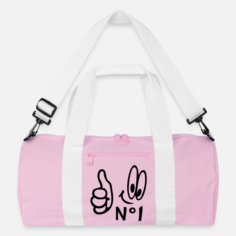 Number One, Comic - Recycelte Duffel Bag - Rosa/Weiß