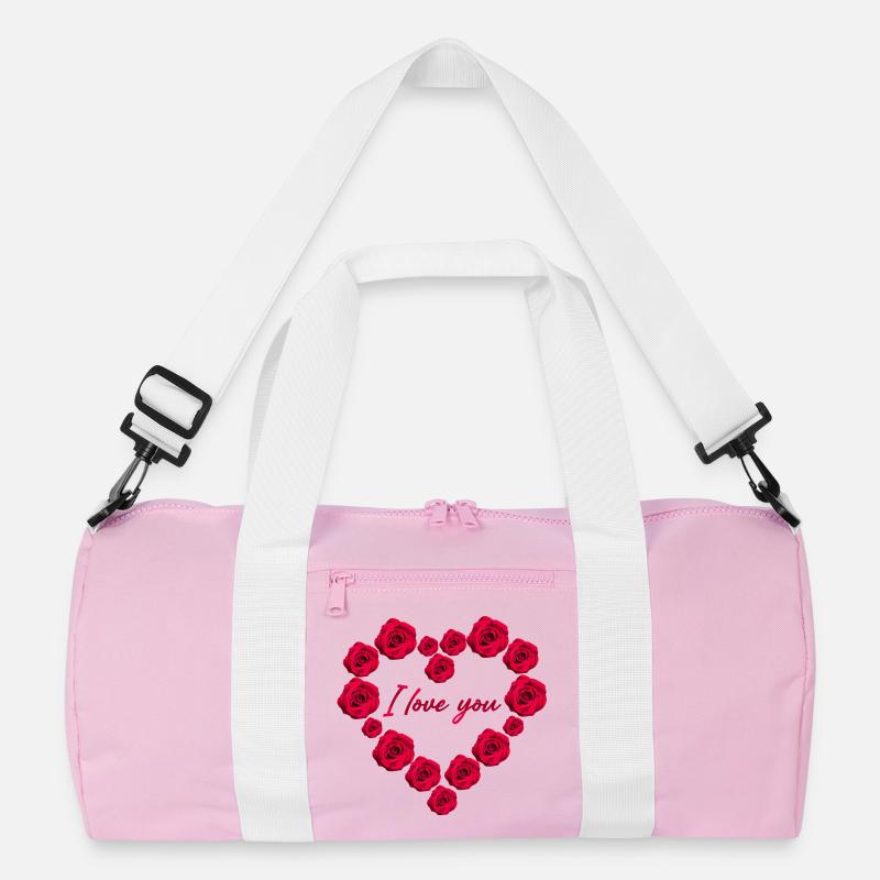 Ich liebe dich - Recycelte Duffel Bag - Rosa/Weiß