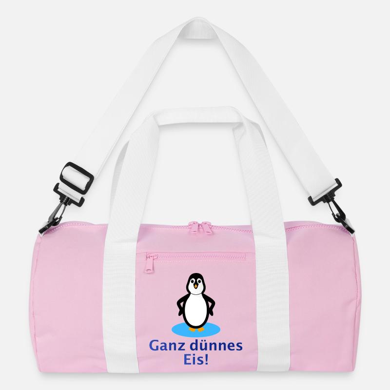 Pinguin - ganz dünnes Eis - Recycelte Duffel Bag - Rosa/Weiß