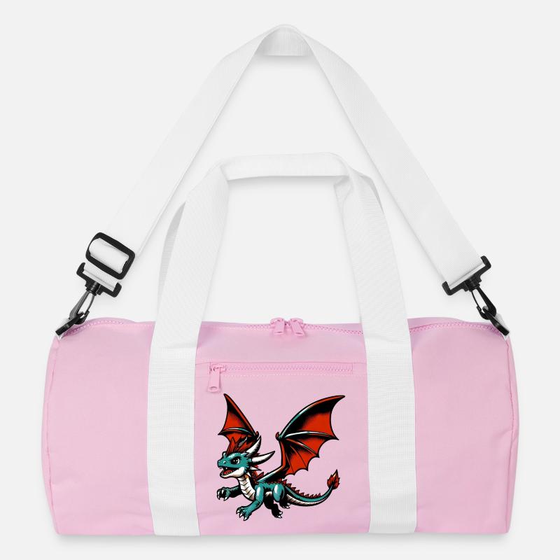 Drache - Recycelte Duffel Bag - Rosa/Weiß