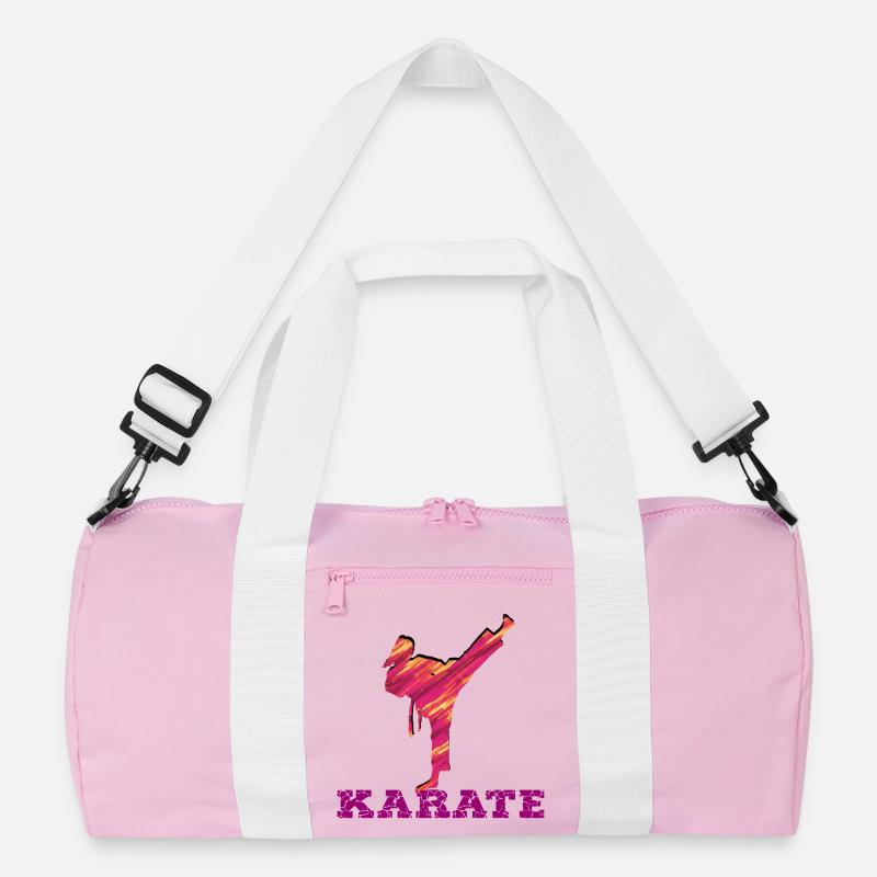 Karate Silhouette Color Explosion - Recycled Duffel Bag - pink/white