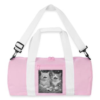 Katzen lachen mit Zigaretten - Recycelte Duffel Bag - Rosa/Weiß - Vorne
