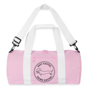 erst kaffee denn dackel - Recycelte Duffel Bag - Rosa/Weiß - Vorne
