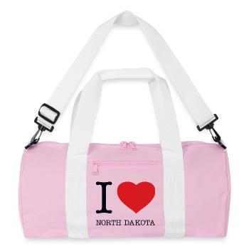 I LOVE NORTH DAKOTA - Recycelte Duffel Bag - Rosa/Weiß - Vorne